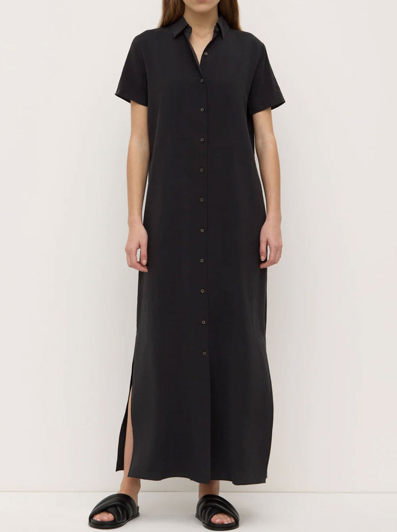 ASSEMBLY LABEL HEATHER SILK BLEND SHIRT DRESS