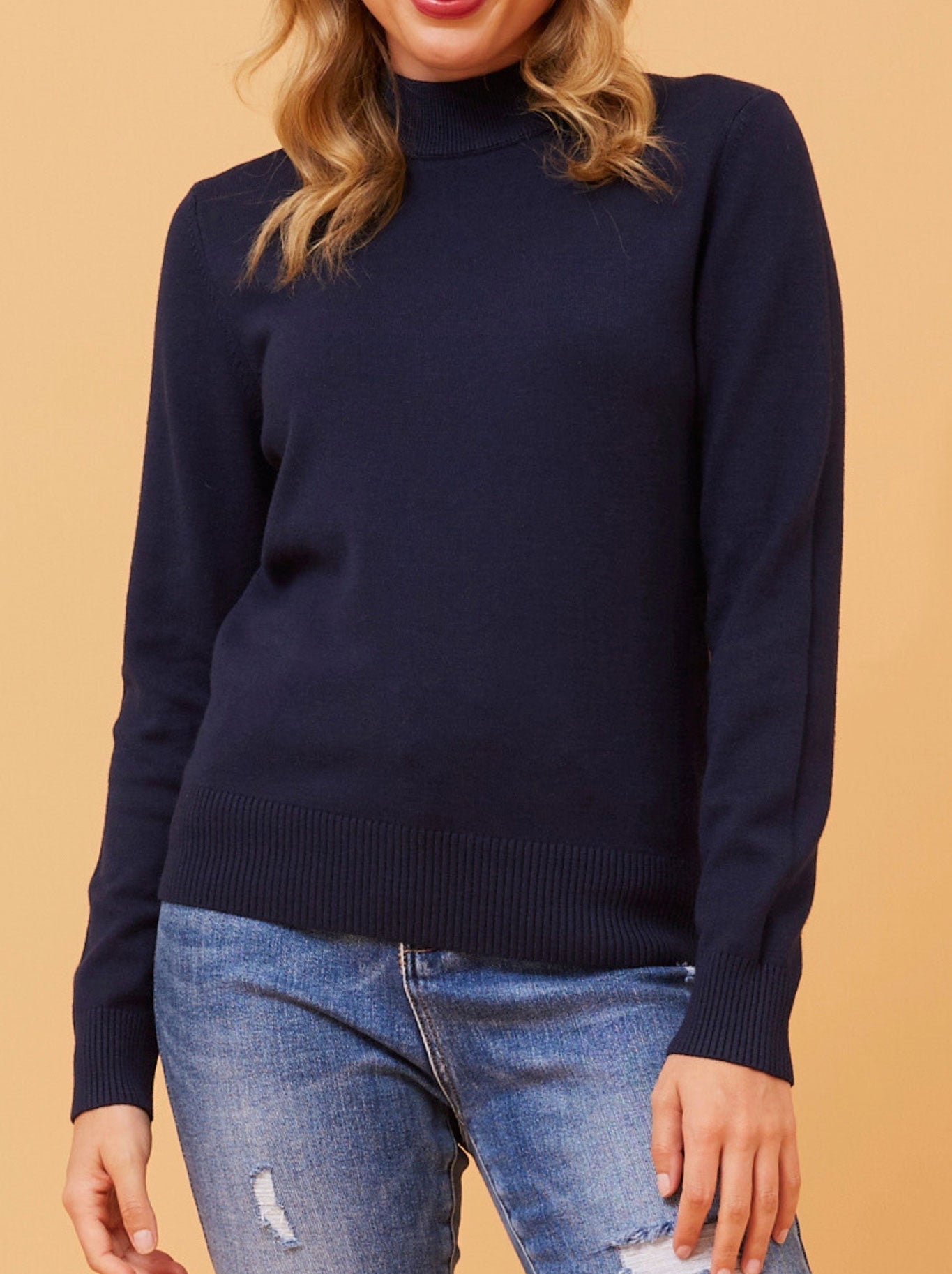 CAROLINE K MORGAN JERSEY KNIT TURTLE PULLOVER