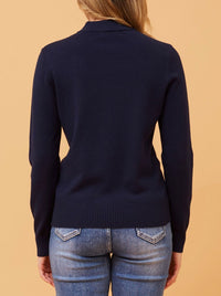 CAROLINE K MORGAN JERSEY KNIT TURTLE PULLOVER