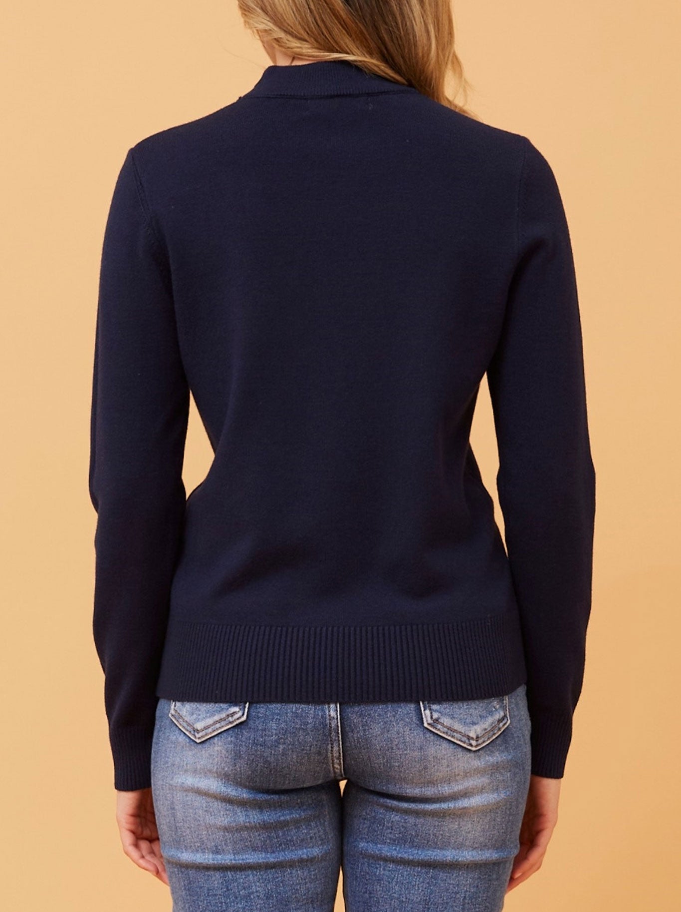 CAROLINE K MORGAN JERSEY KNIT TURTLE PULLOVER