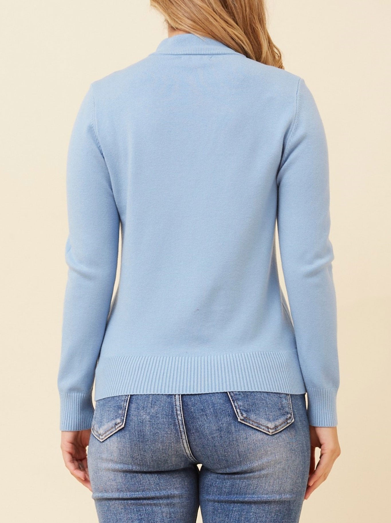 CAROLINE K MORGAN JERSEY KNIT TURTLE PULLOVER