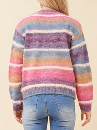 CAROLINE K MORGAN MULTI YARN STRIPE KNIT