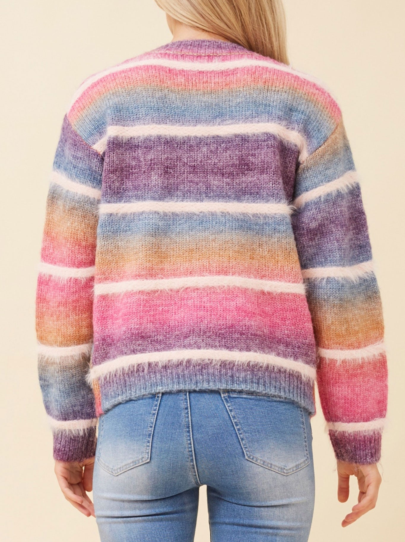 CAROLINE K MORGAN MULTI YARN STRIPE KNIT