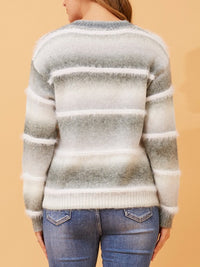 CAROLINE K MORGAN MULTI YARN STRIPE KNIT