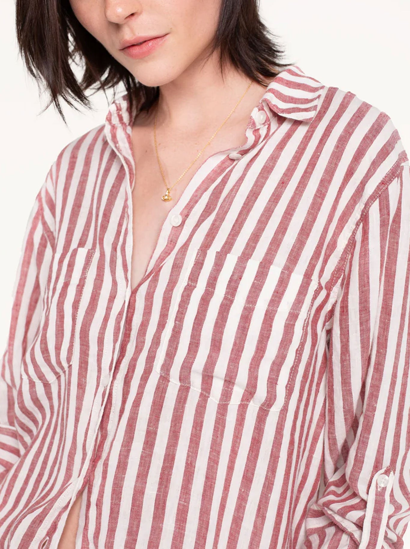 HUT STRIPE LINEN BOYFRIEND SHIRT