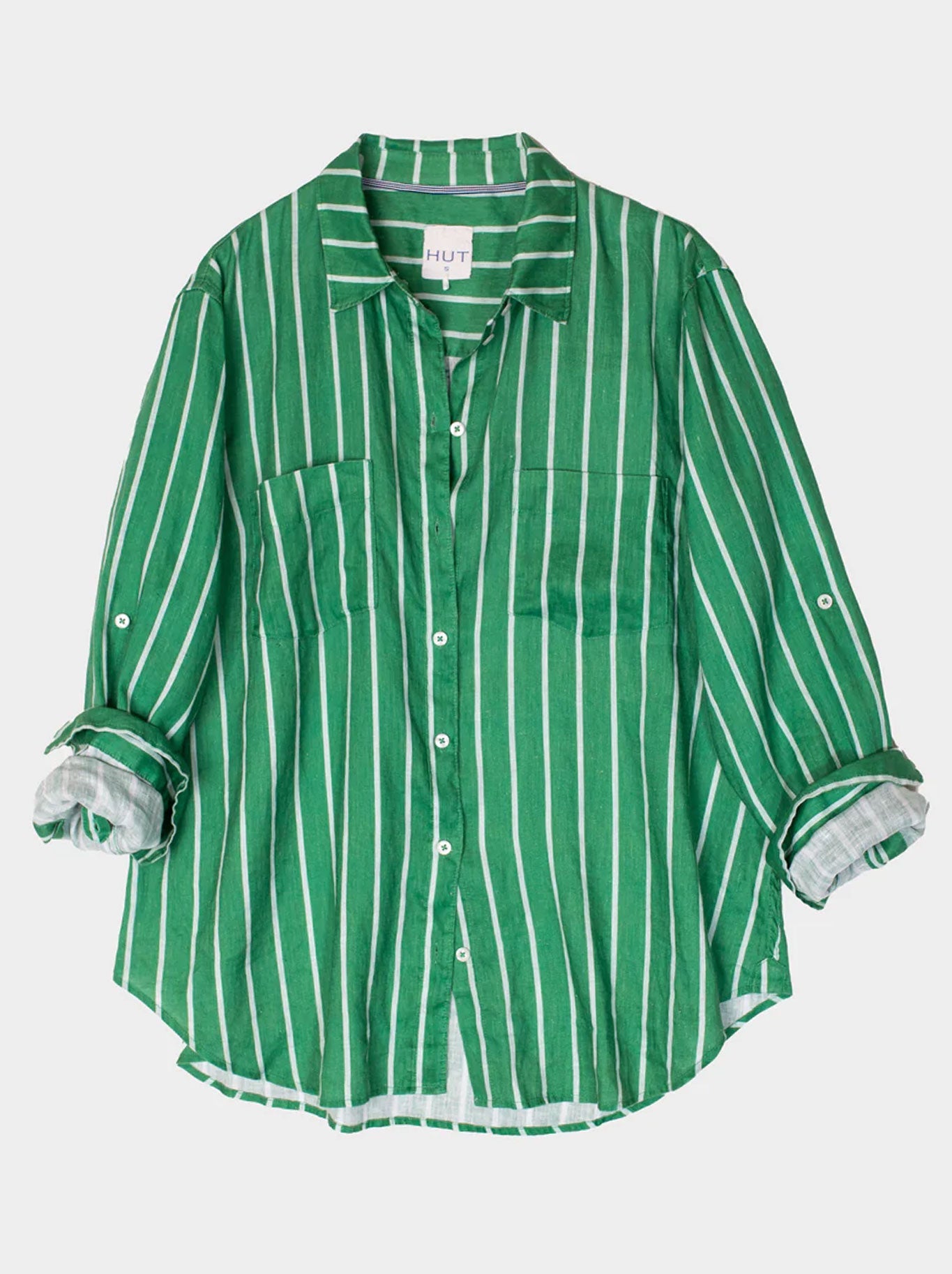 HUT STRIPE LINEN BOYFRIEND SHIRT