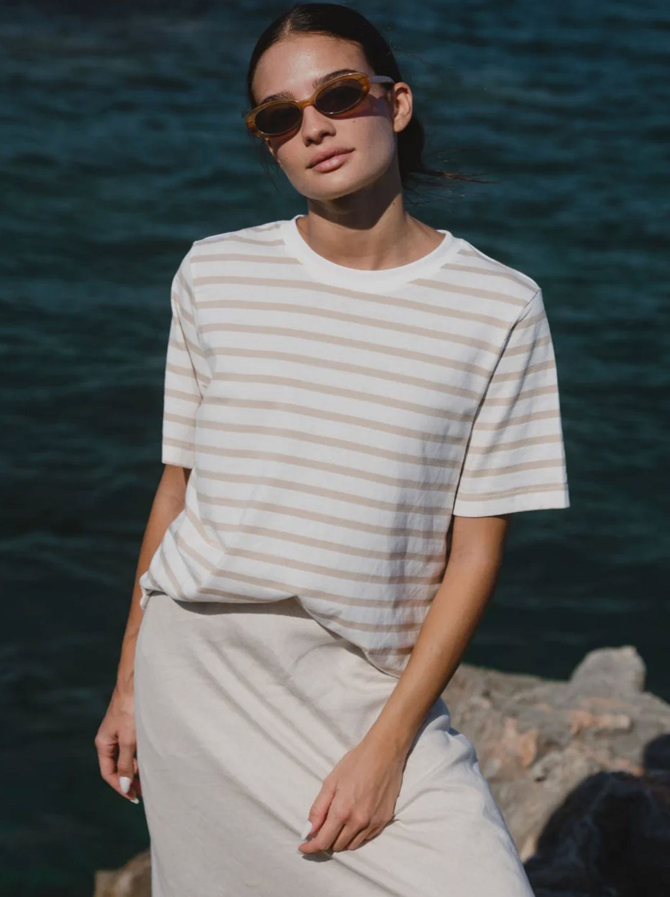 RE:UNION THE LABEL BINDING STRIPE BOXY FIT TEE