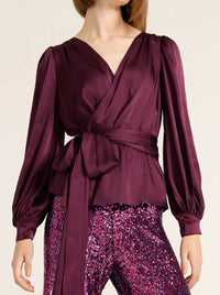 SATIN FAUX WRAP TOP
