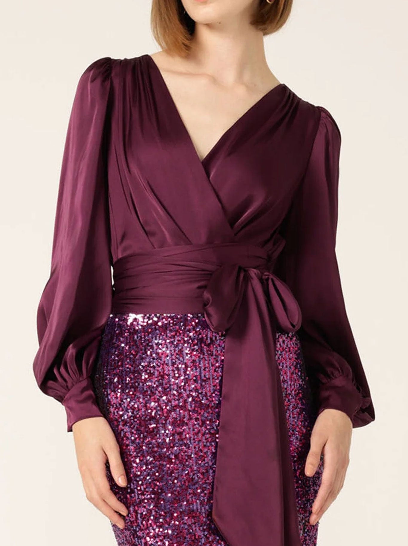 SATIN FAUX WRAP TOP