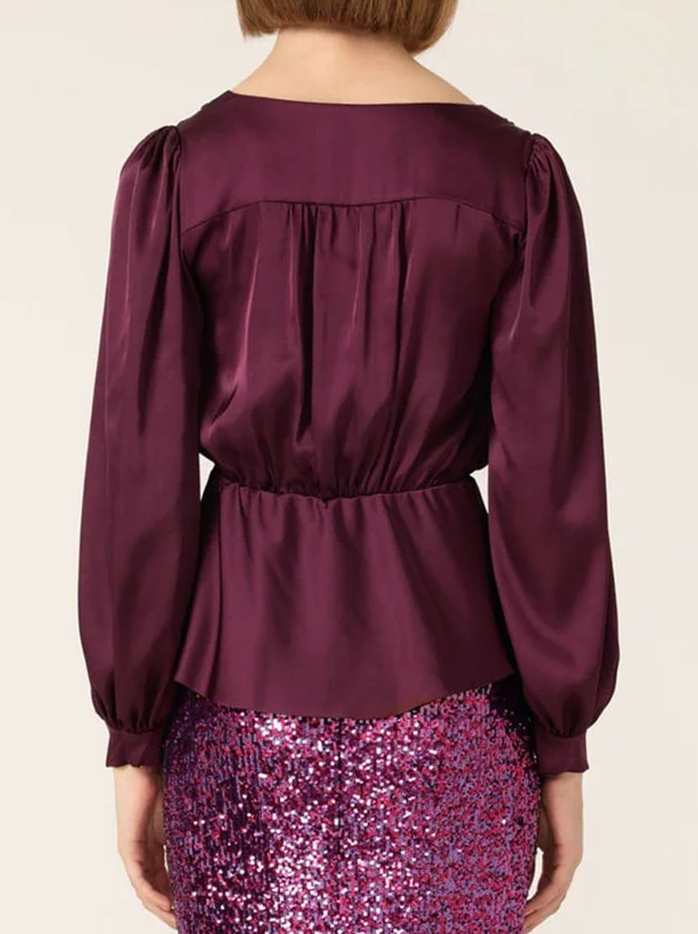 SATIN FAUX WRAP TOP