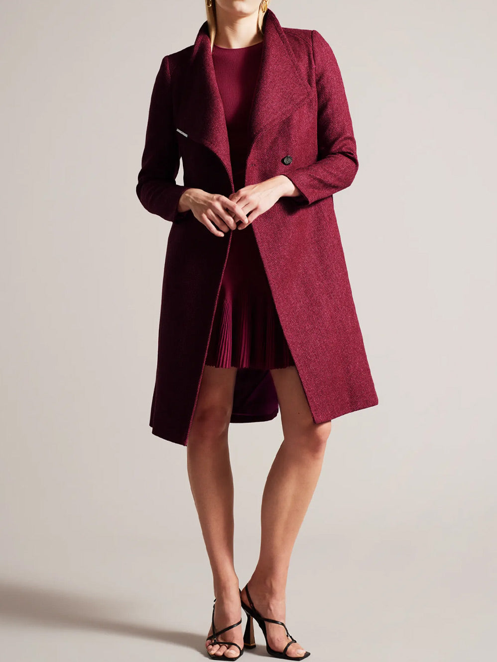 TED BAKER ROSEANE HERRINGBONE WOOL COAT