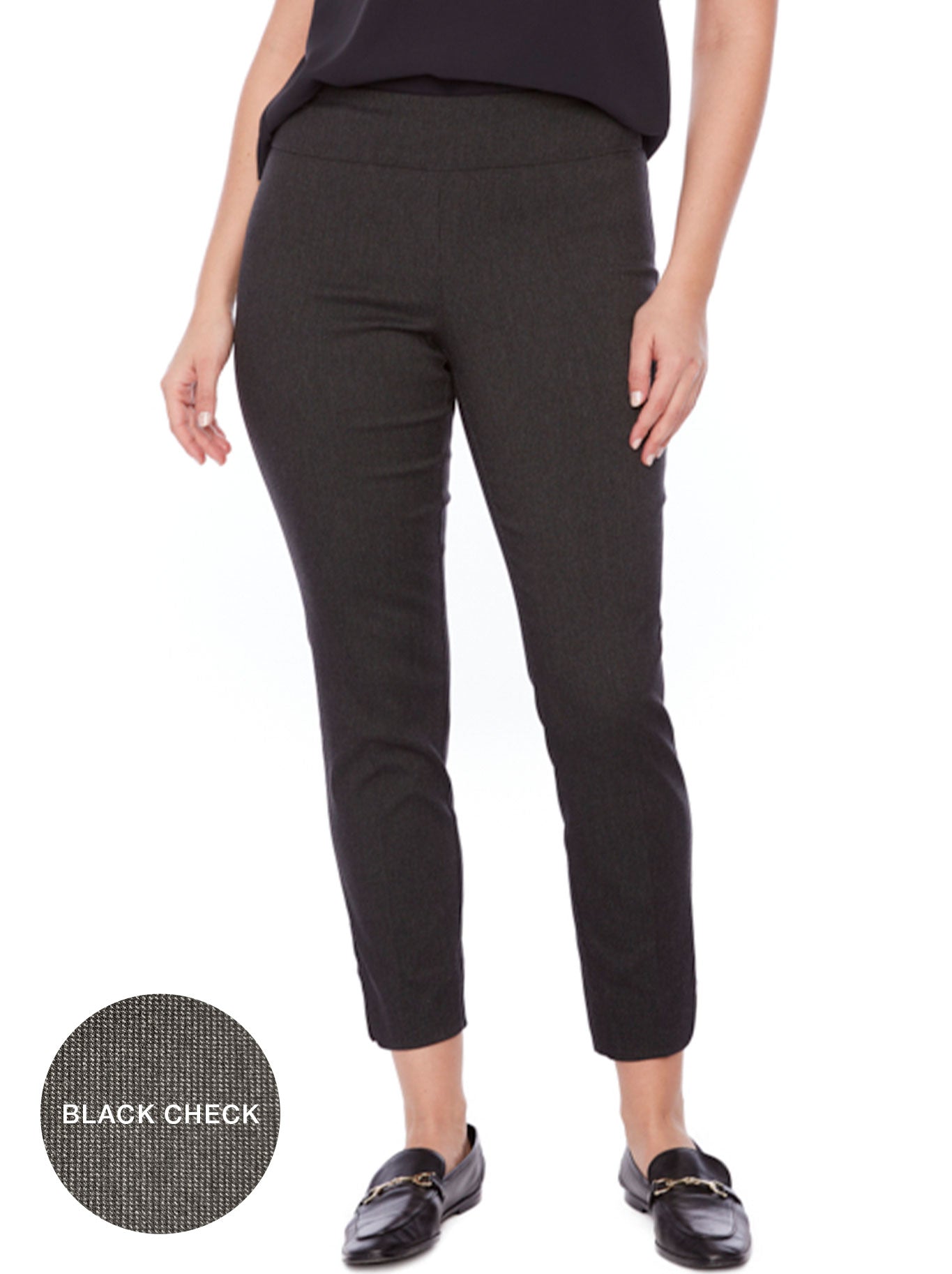 UP! 28" SOLID TECHNO PETAL-SLIT ANKLE PANT