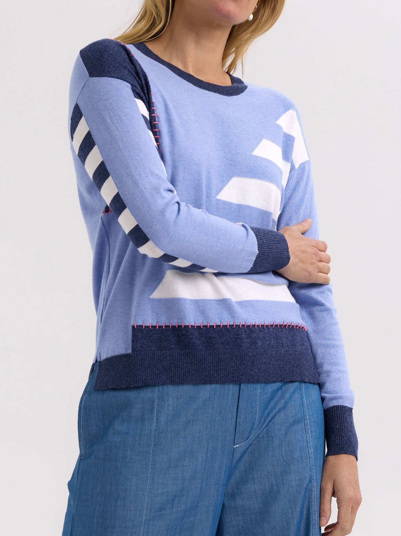 ZAKET & PLOVER HAND WORK INTARSIA JUMPER