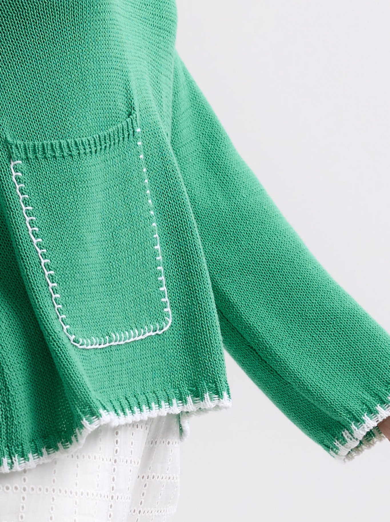 ZAKET & PLOVER HAND WORK TRIM A-LINE KNIT