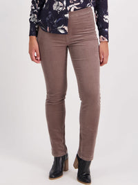 Yeltuor - VASSALLI - Pants - VASSALLI SLIM PULL ON CORD PANT | TAUPE