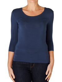 Yeltuor - TANI - TOPS - TANI 3/4 Sleeve Scoop Tee | INDIGO