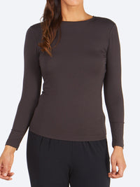 Yeltuor - TANI - TOPS - TANI LONG SLEEVE HIGH NECK TOP | LICORICE