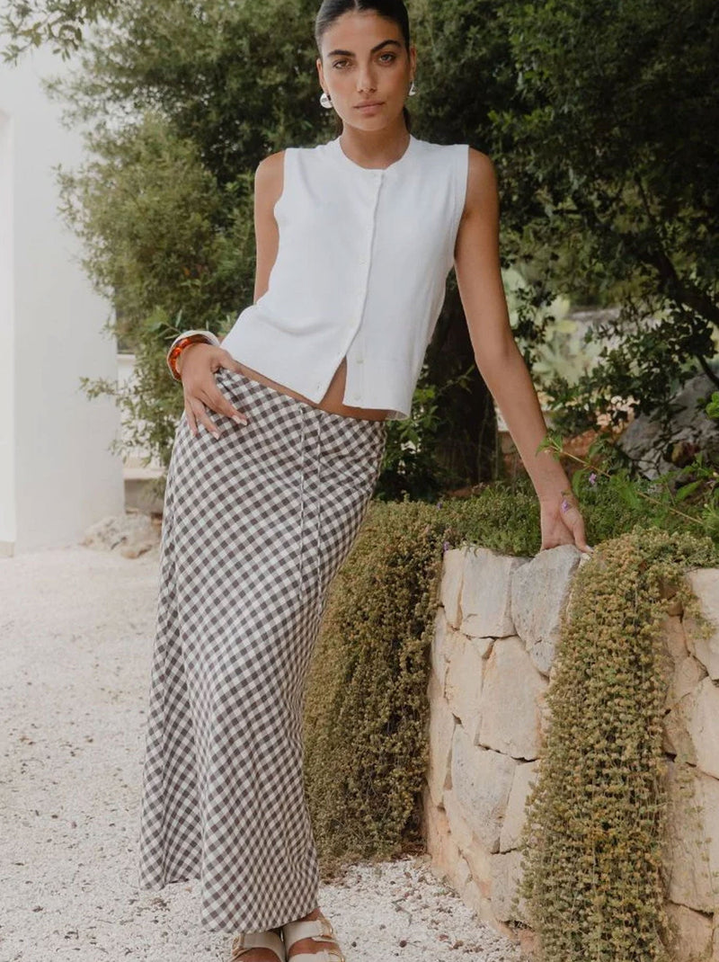AMONG THE BRAVE SUMMIT GINGHAM MAXI SKIRT