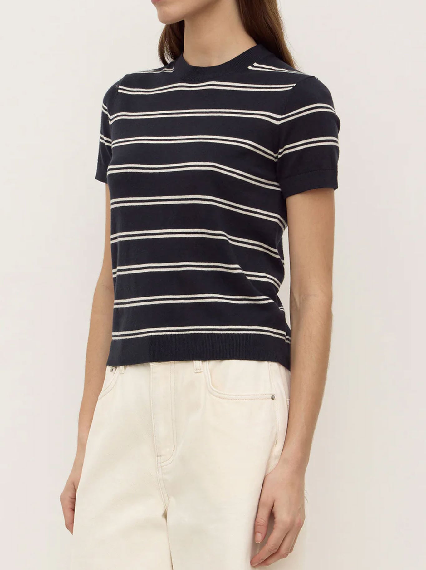ASSEMBLY LABEL ALLISON STRIPE COTTON CASHMERE TEE