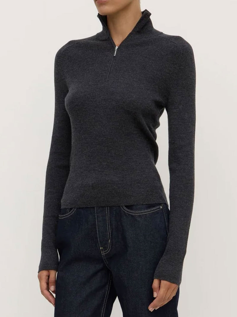 ASSEMBLY LABEL LAINE QUARTER ZIP WOOL KNIT