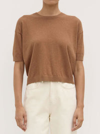 ASSEMBLY LABEL VANYA COTTON CASHMERE BOXY KNIT TEE