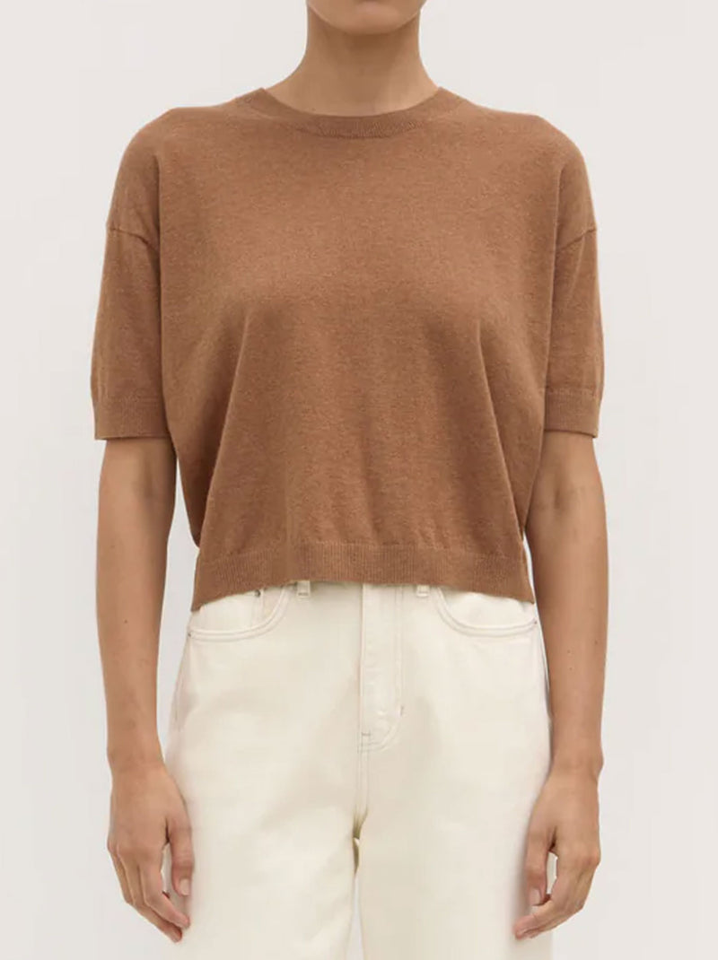 ASSEMBLY LABEL VANYA COTTON CASHMERE BOXY KNIT TEE
