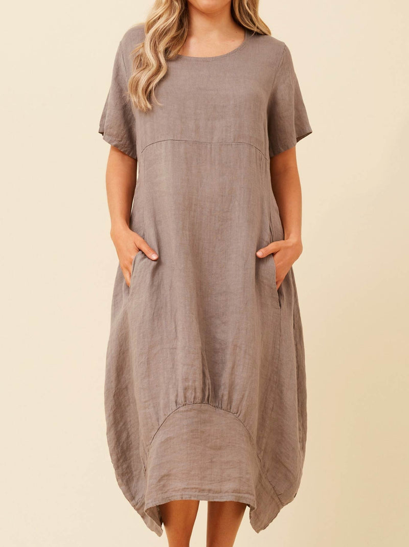 BOTTEGA MODA LINEN MIDI DRESS