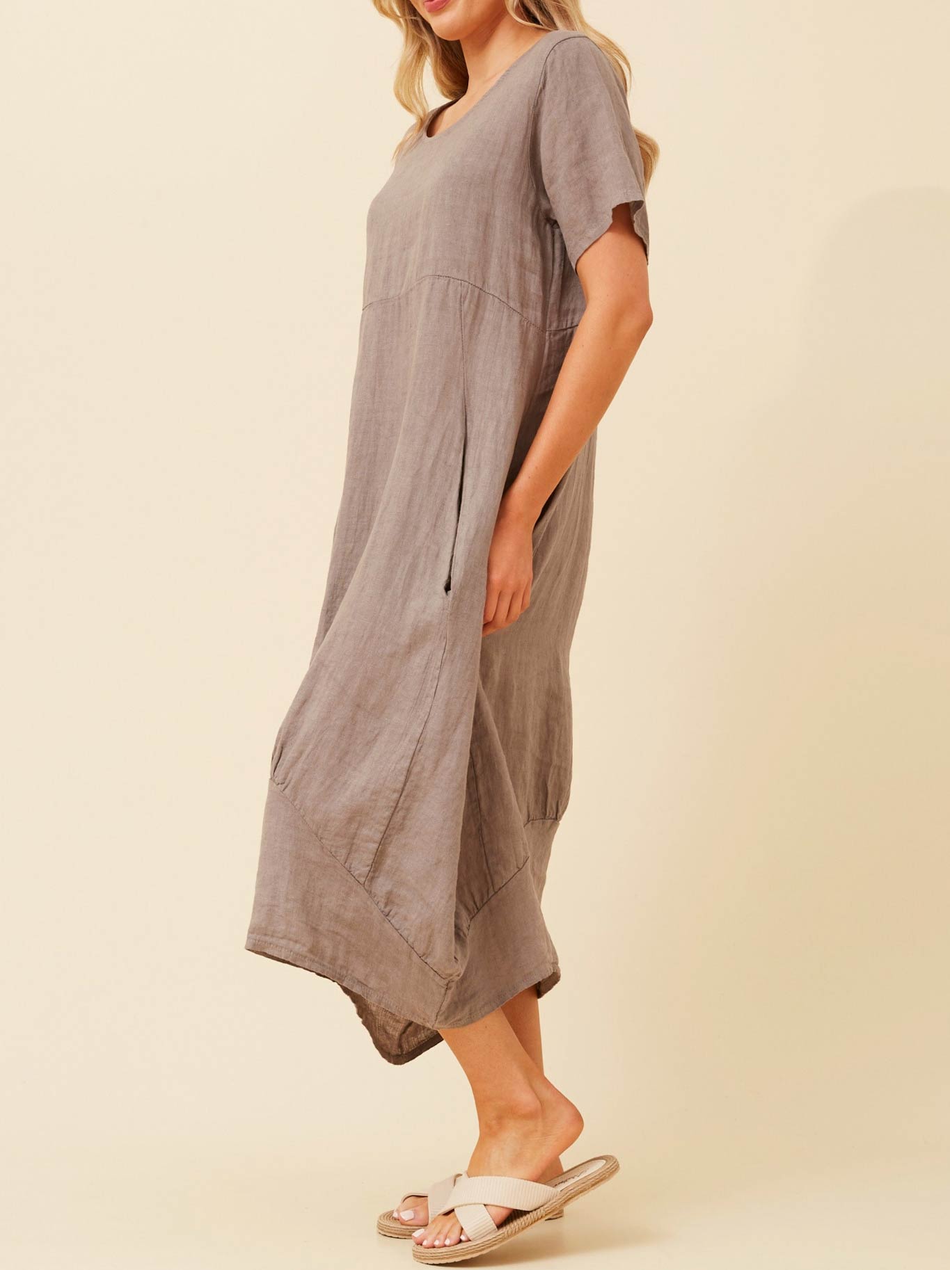 BOTTEGA MODA LINEN MIDI DRESS