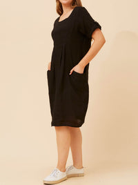 BOTTEGA MODA LINEN DRESS WITH SIDE POCKETS