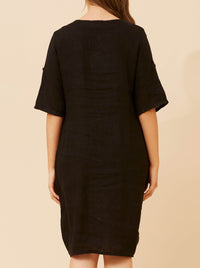 BOTTEGA MODA LINEN DRESS WITH SIDE POCKETS