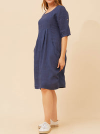 BOTTEGA MODA LINEN DRESS WITH SIDE POCKETS