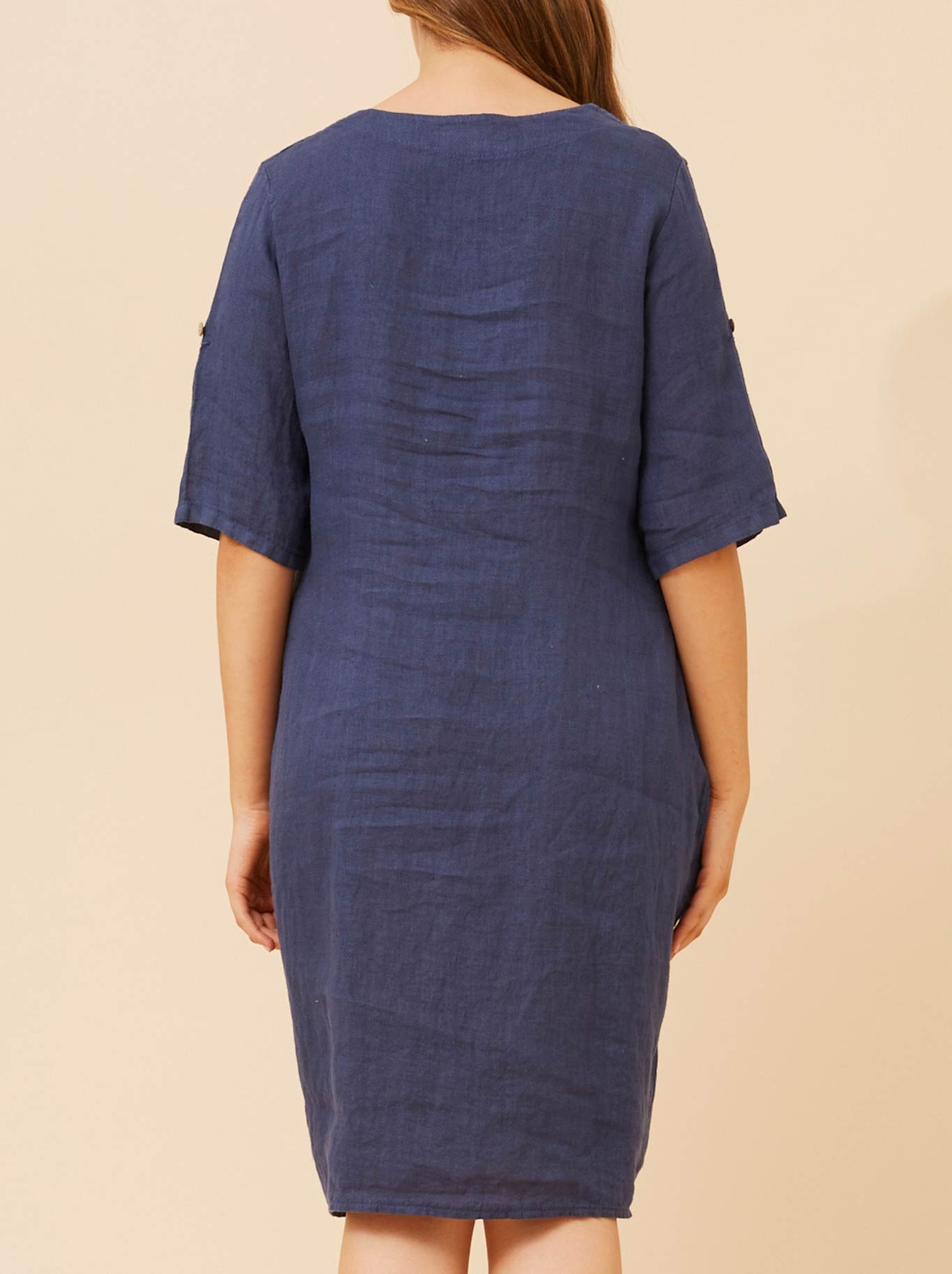 BOTTEGA MODA LINEN DRESS WITH SIDE POCKETS