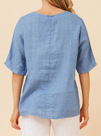 BOTTEGA MODA FLORAL LINEN PATCHWORK TOP