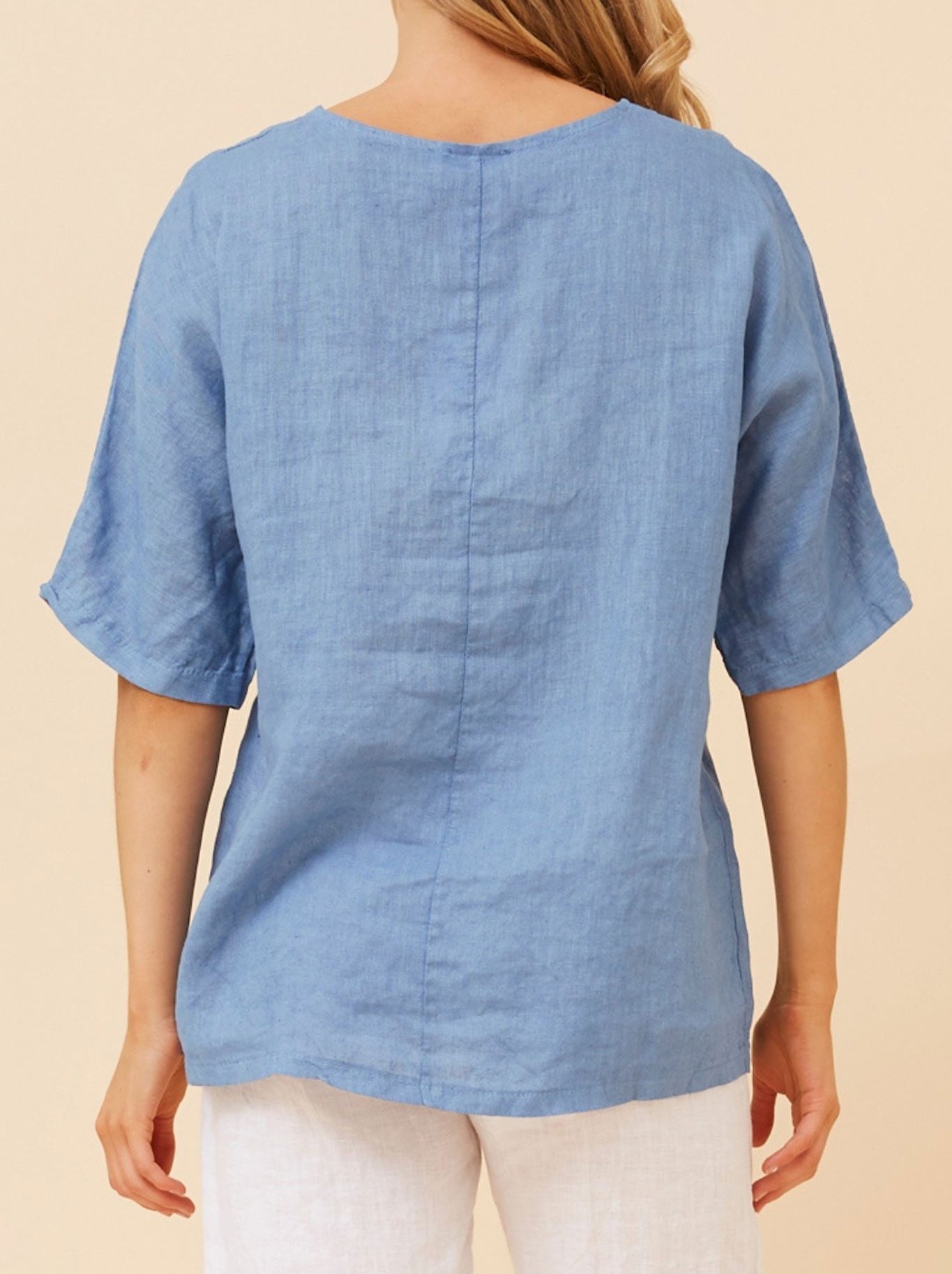 BOTTEGA MODA FLORAL LINEN PATCHWORK TOP