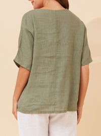 BOTTEGA MODA FLORAL LINEN PATCHWORK TOP