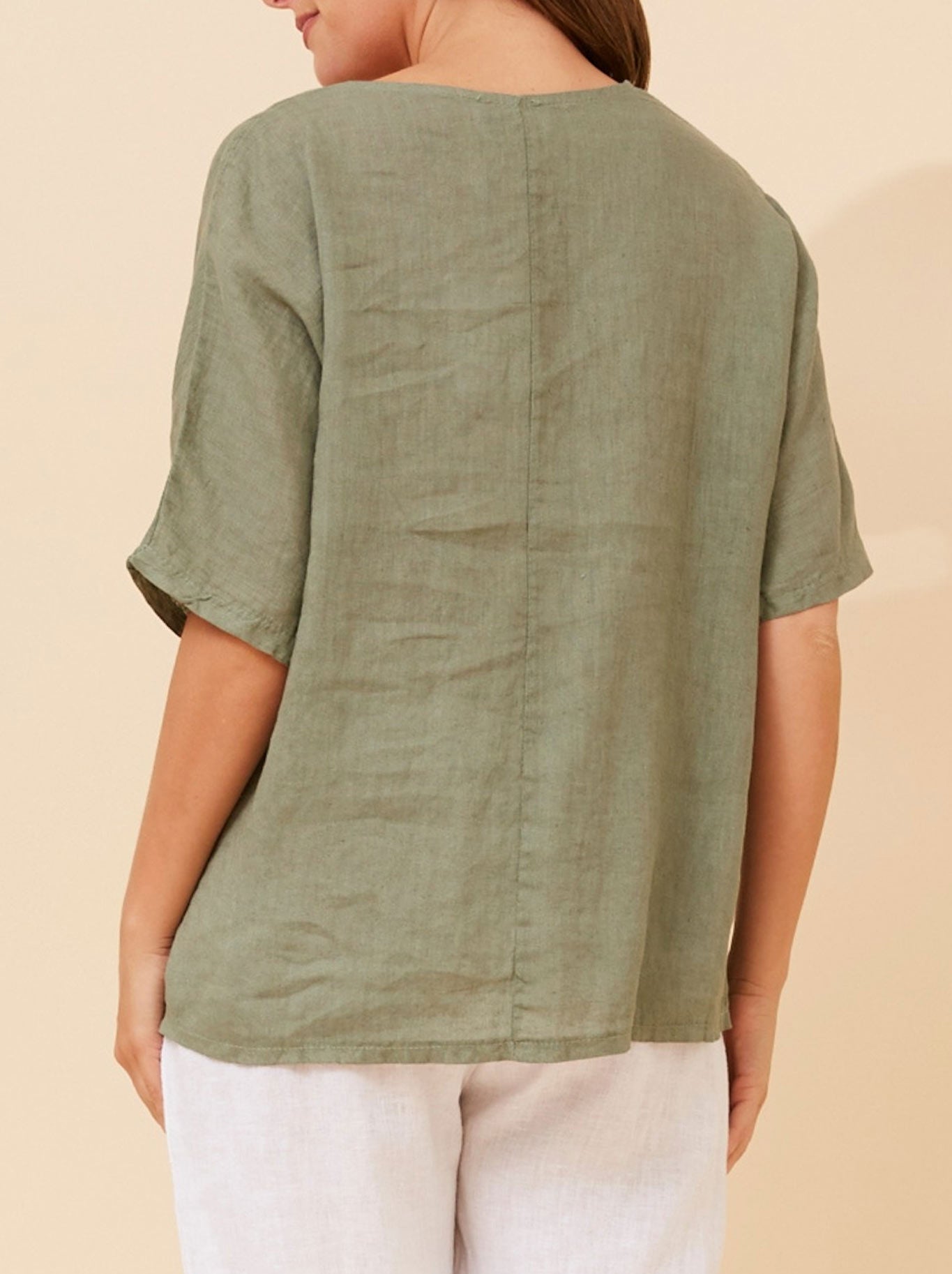 BOTTEGA MODA FLORAL LINEN PATCHWORK TOP