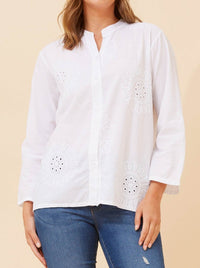 BOTTEGA MODA EMBROIDERED SHIRT WITH ROLL UP SLEEVE