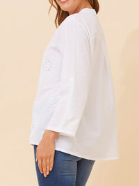 BOTTEGA MODA EMBROIDERED SHIRT WITH ROLL UP SLEEVE