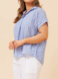 BOTTEGA MODA STRIPED SHORT SLEEVE SHIRT