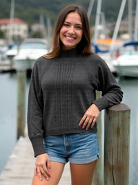 BRIDGE & LORD CABLE RAGLAN PULLOVER