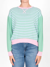 BRIDGE & LORD CURVED HEM STRIPED PULLOVER