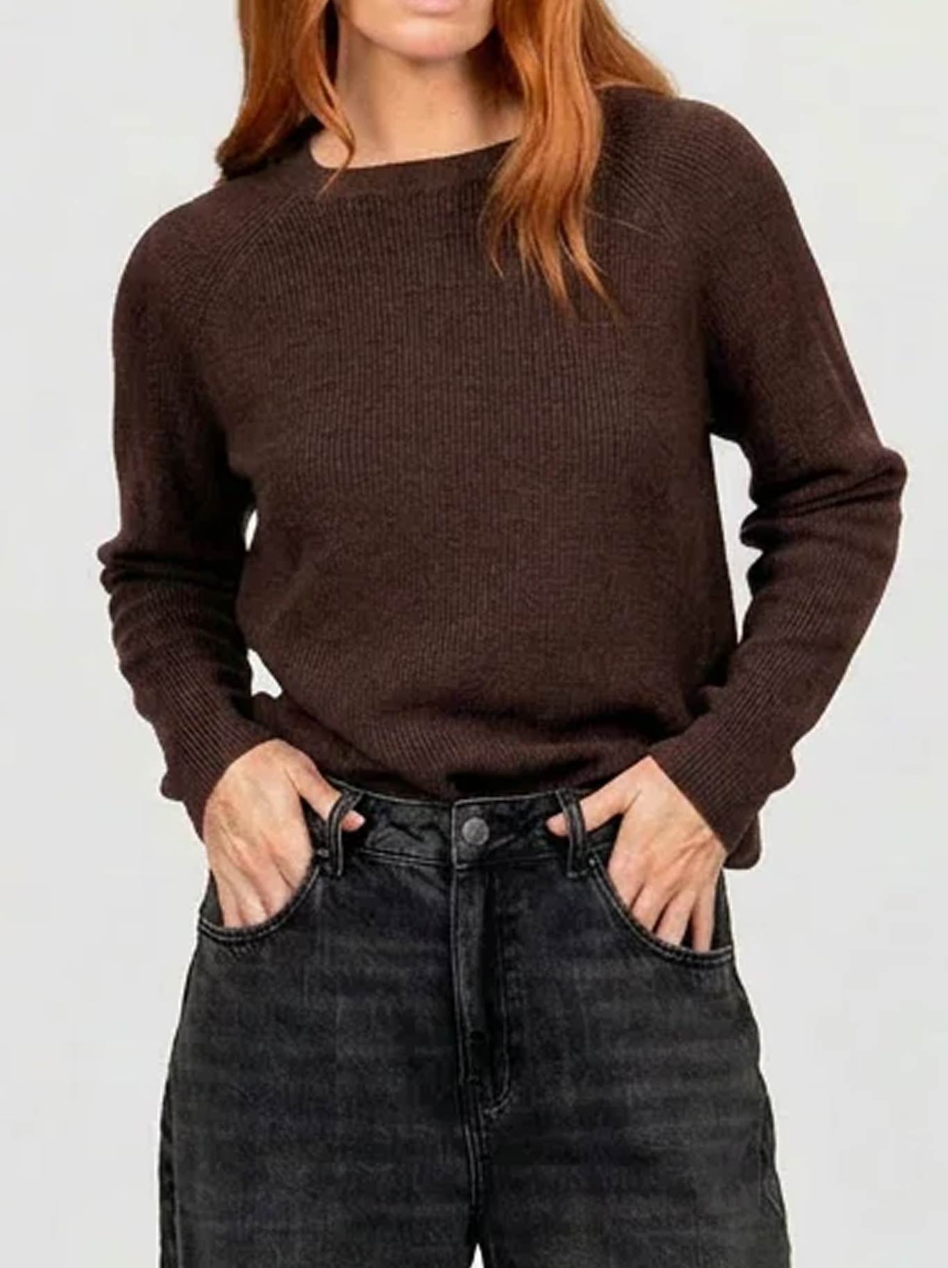 BRIDGE & LORD RIBBED RAGLAN PULLOVER