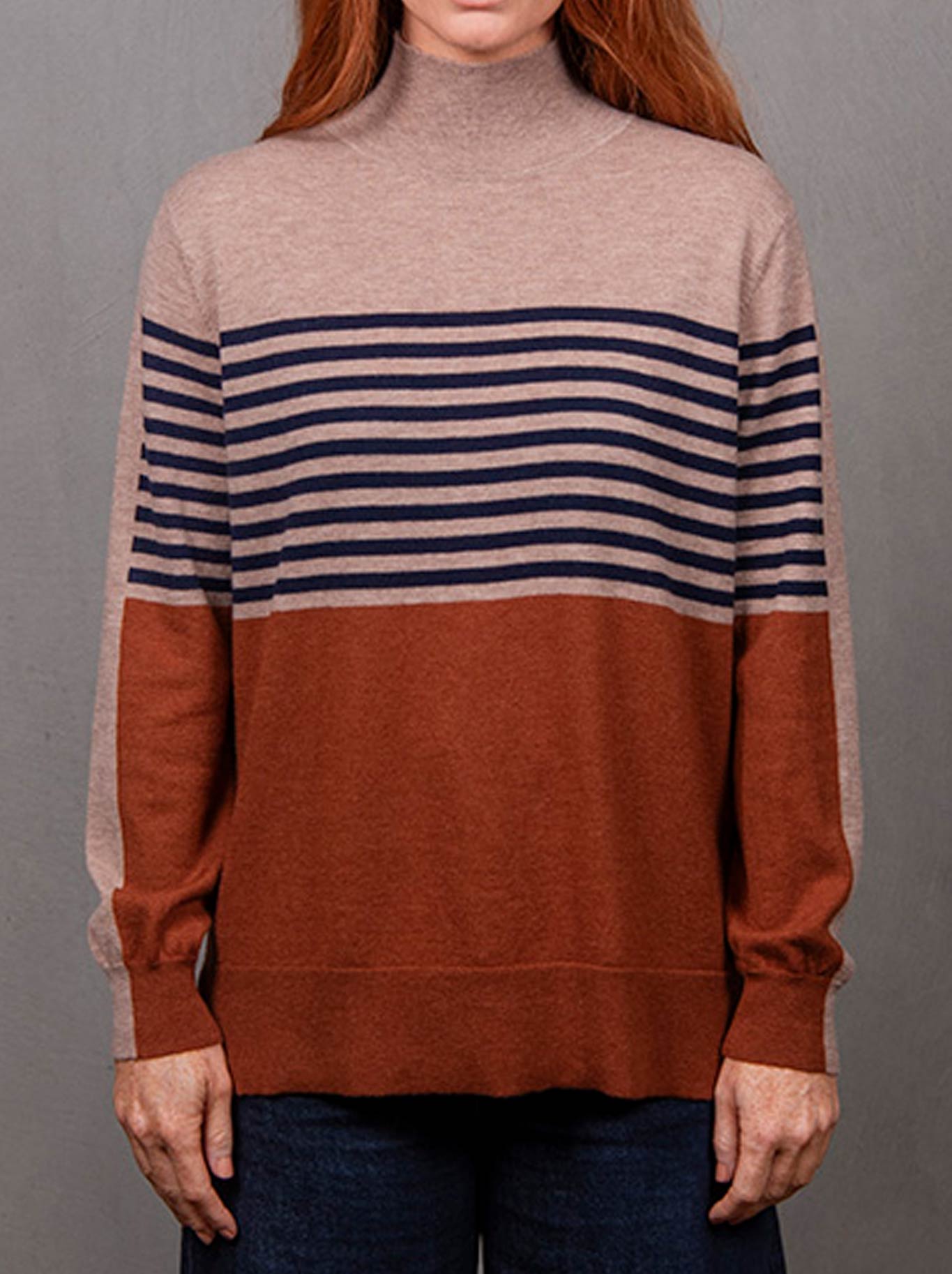 BRIDGE & LORD STRIPE COLOUR BLOCK KNIT