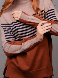 BRIDGE & LORD STRIPE COLOUR BLOCK KNIT