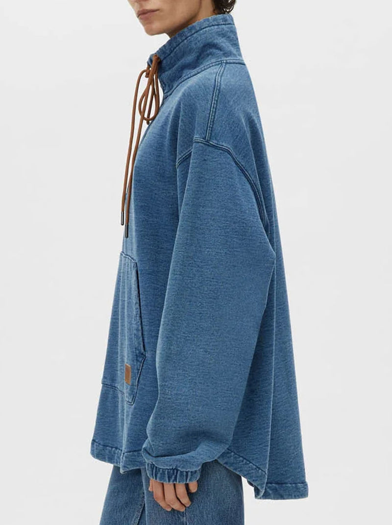 CAMILLA AND MARC MEENA DENIM FLEECE PULLOVER