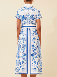 CAROLINE K MORGAN BORDER PRINT SHIRT DRESS