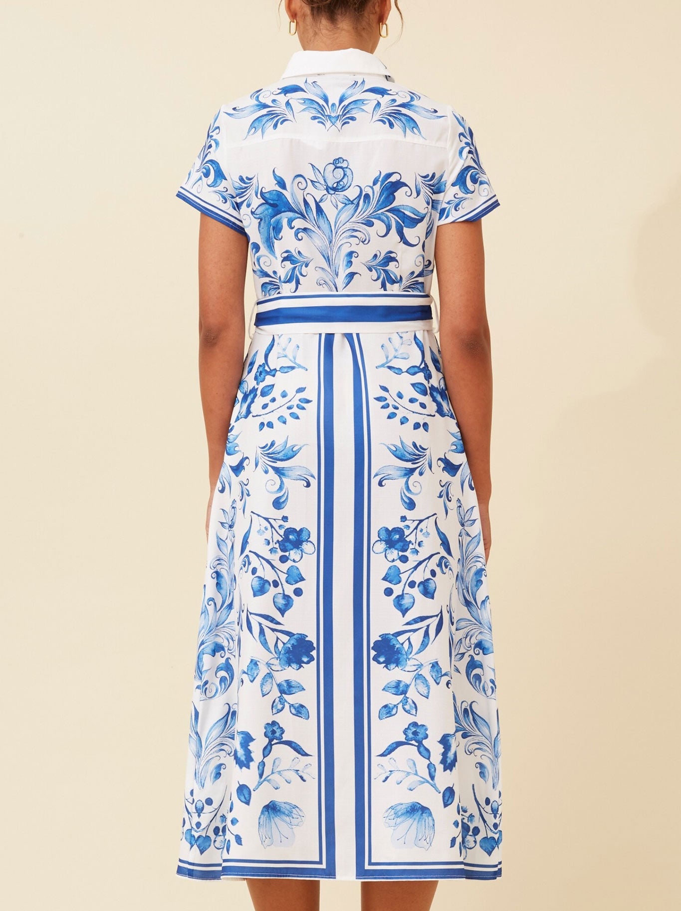 CAROLINE K MORGAN BORDER PRINT SHIRT DRESS