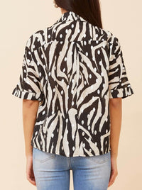 CAROLINE K MORGAN ANIMAL PRINT TOP WITH FOIL