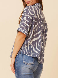 CAROLINE K MORGAN ANIMAL PRINT TOP WITH FOIL