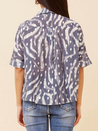 CAROLINE K MORGAN ANIMAL PRINT TOP WITH FOIL